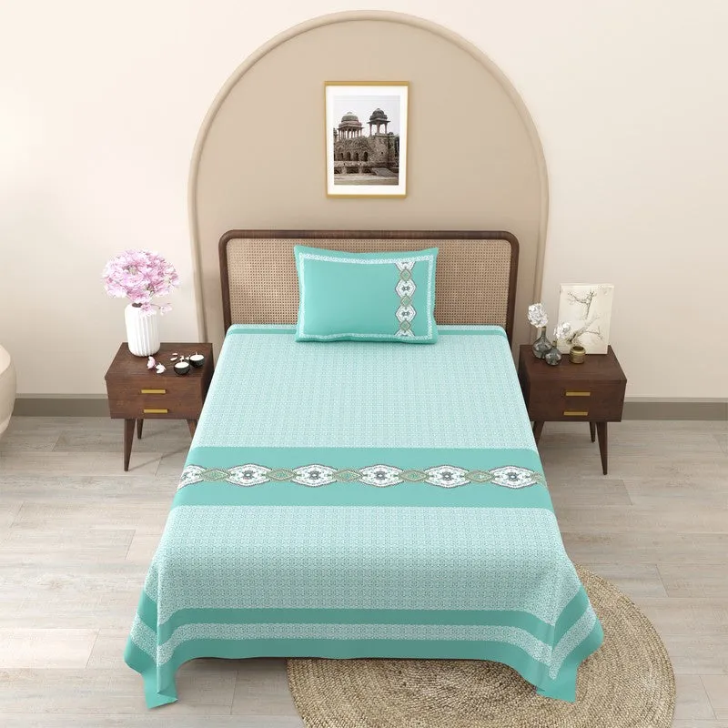 OpulentRest Cotton Bedsheet (Teal) - 180 TC media 3