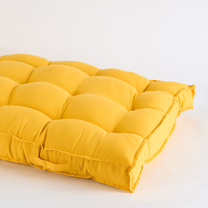 Plushport Solid Cotton Floor Cushion - Yellow media 3