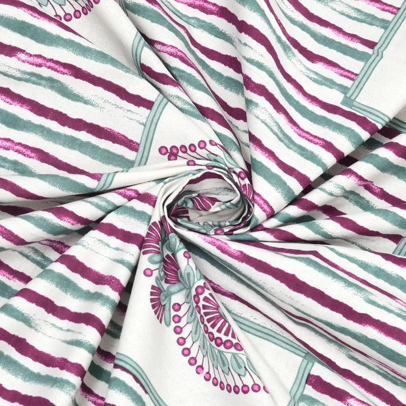 Desior Cotton Bedsheet (Green,Pink) - 240 TC media 5