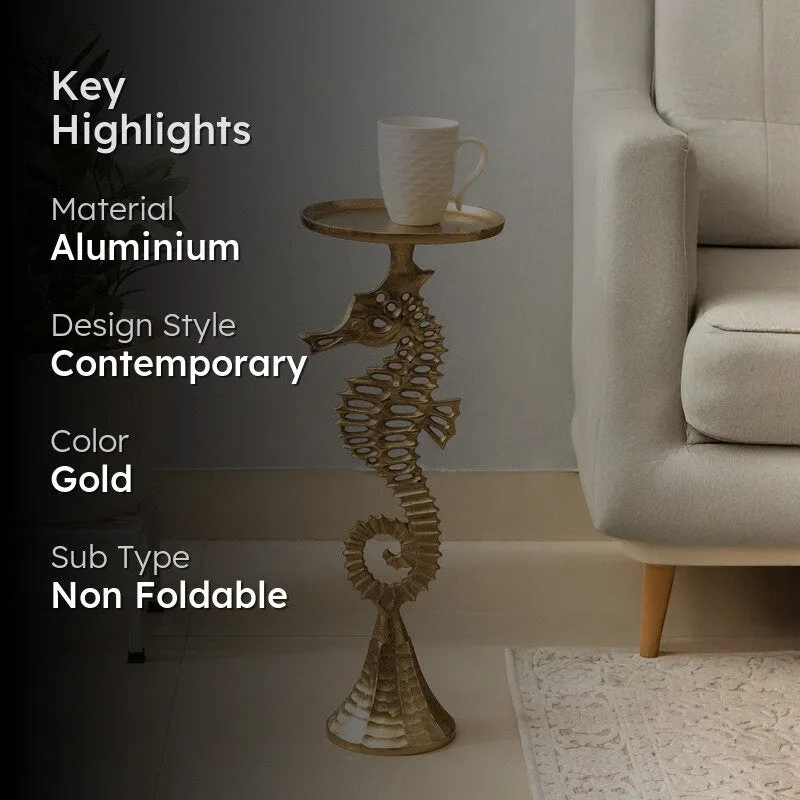 Seahorse Sculpt Aluminum Side Table - Gold media 2
