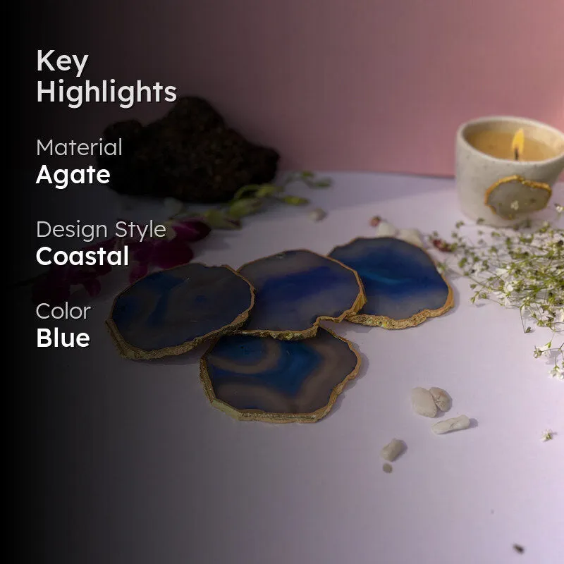 Candra Handcrafted Brazilian Agate Coaster (Blue) - Set Of Four media 2