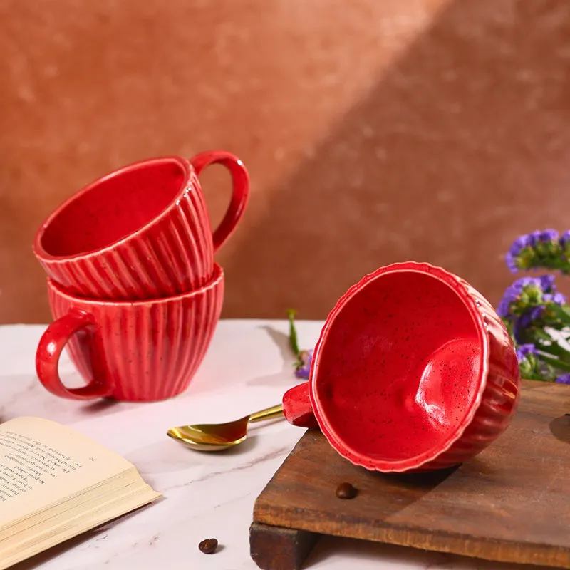Agnese Ceramic Tea Cup (230 mL)/Red) media 4