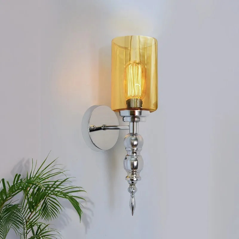 AuraGlow Versatile Glass & Metal Wall Lamp (Yellow) - Set Of Two media 2