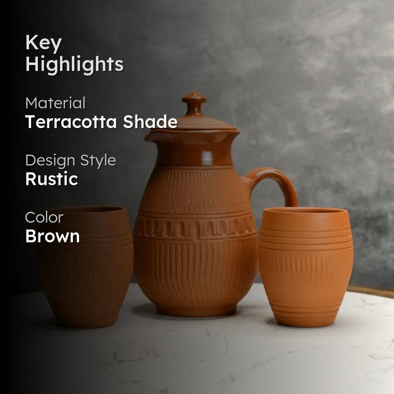 Glance Terracotta Jug with Glasses - Three Piece Set media 2