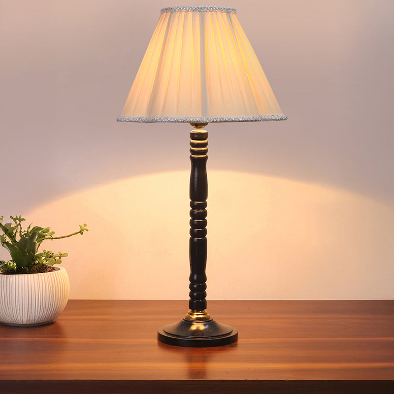 Foundry Light Table Lamp With Wooden Base - Ivory,Black