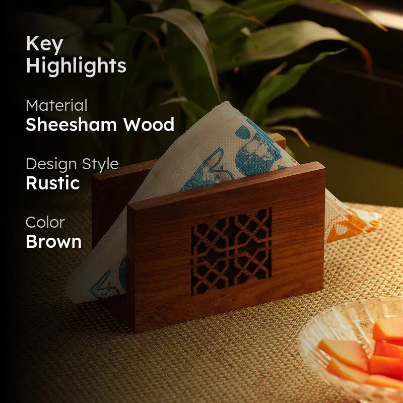 Danu Sheesham Wood Tissue Holder media 2