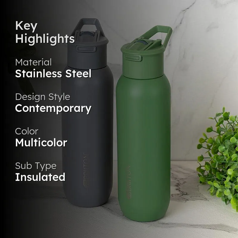 Sleek Sip Hot & Cold Thermos Water Bottle (Grey & Green, 630 mL Each) - Set Of Two media 2