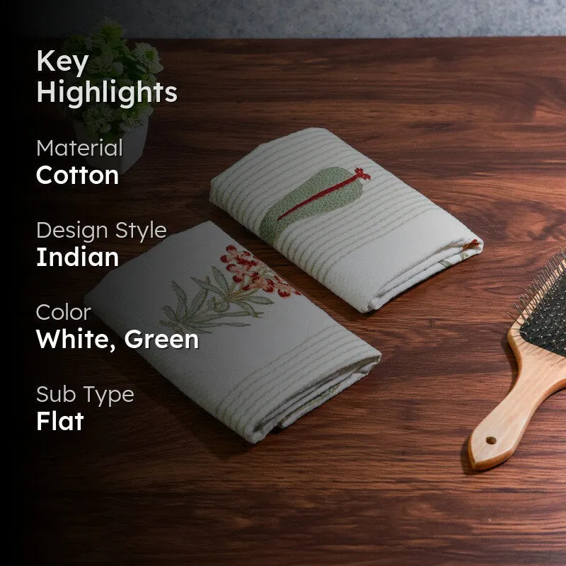 Jungle Fern Cotton Hand Towel (Green) - Set Of Two media 2