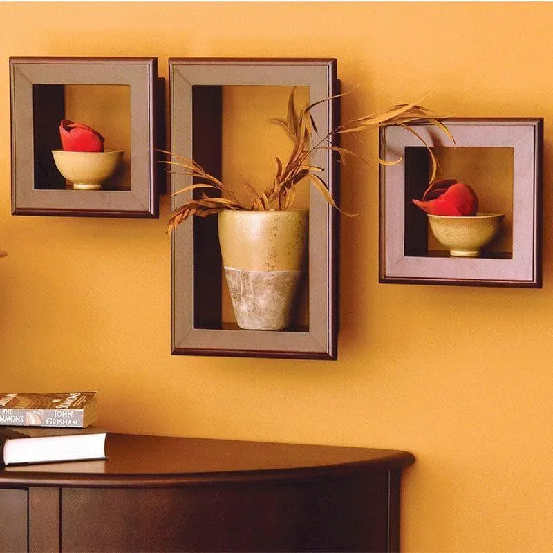 Celestial Cubbies Wall Shelf - Brown - Set Of Three media 1