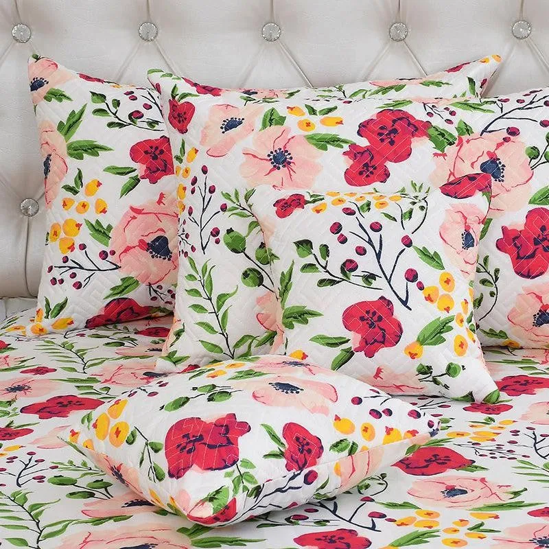 Bloom Burst Floral Quilted Microfiber Bedding Set - Five Piece Set media 3