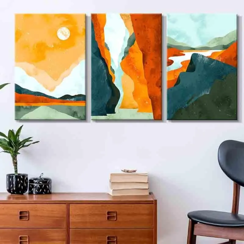 Mountain Person Poly Canvas Wall Art - Set of Three media 1
