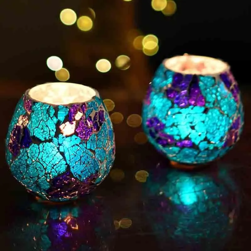 Seashore Mosaic Candle Holder - Set Of Two media 3