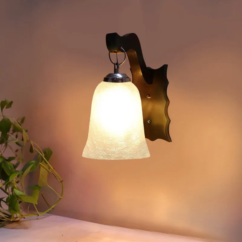 Crystal Bloom Wavy Dark-Wood Glass Wall Lamp media 5