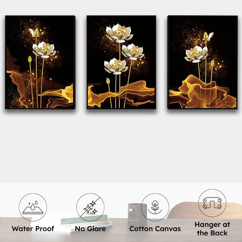 Alba Floral Wall Painting - Set Of Three media 8