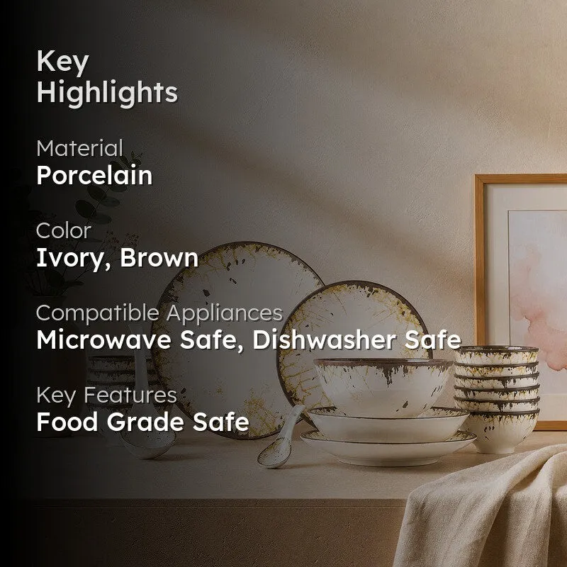 MealBlend Porcelain Dinner Set - 35 Piece Set - 2