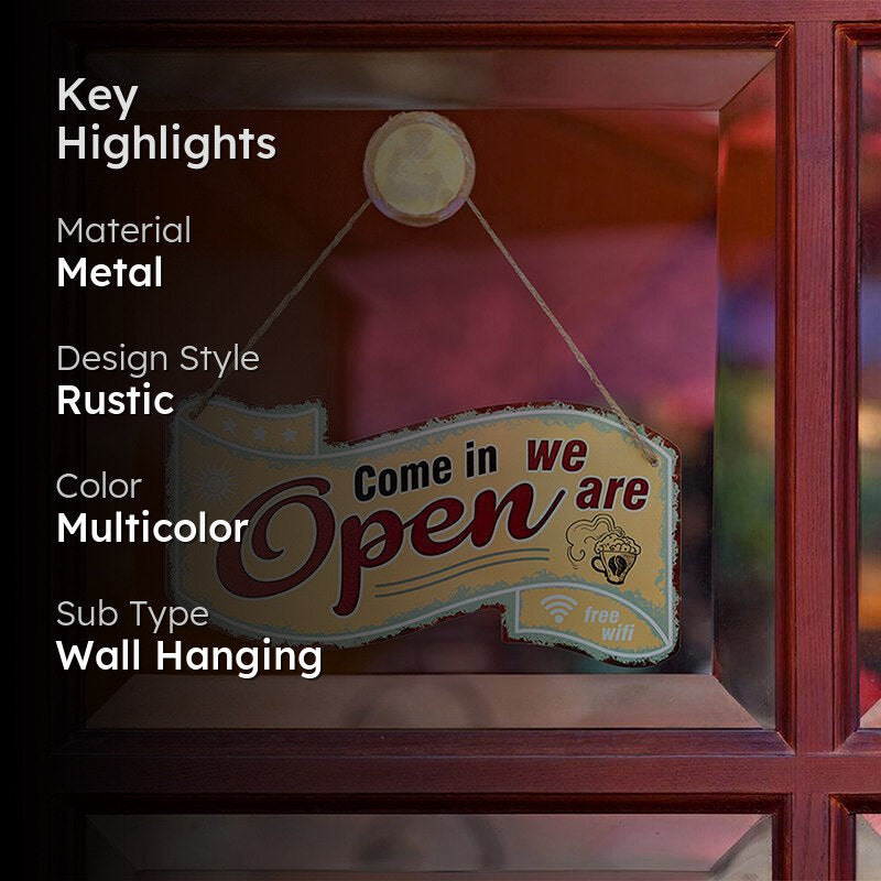 We're Open Retro Metal Wall Accent media 2