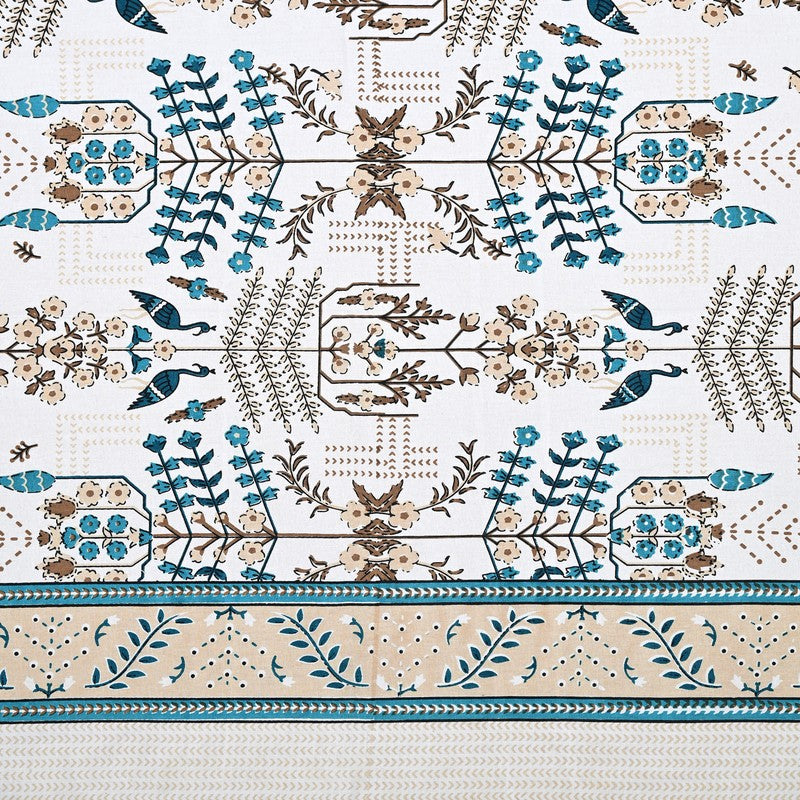 Serenza Floral Cotton Bedsheet (Blue & White) - 240 TC media 7