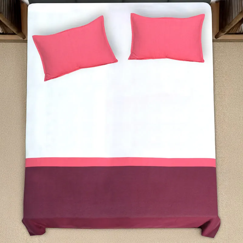 Saral Home Awning Cotton Bedsheet (Maroon) - 102 TC media 4