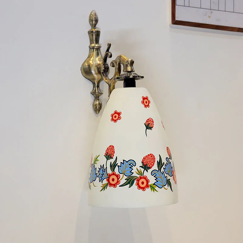Antique Blossom Hand Painted Wall Lamp media 3