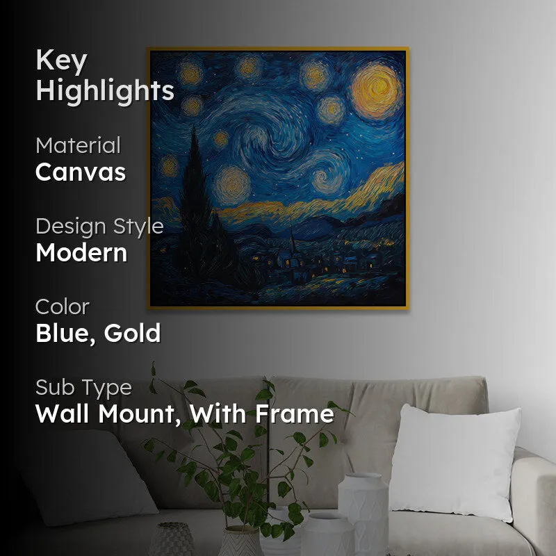 Vangogh's Starry Night Canvas Wall Art With Frame media 2