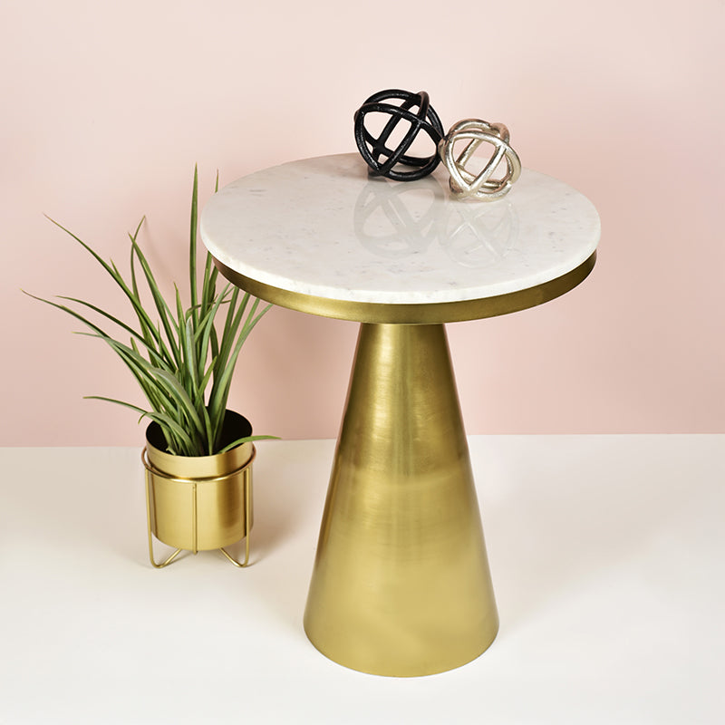 Foile Spire Stone & Aluminium Side Table