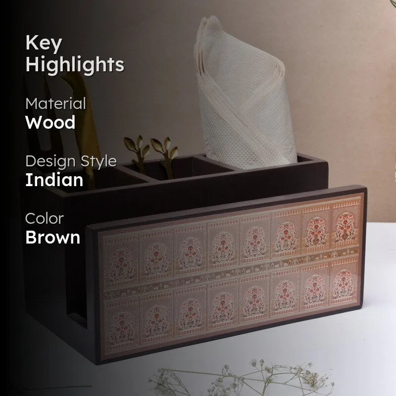 Rustic Wooden Cutlery Holder media 2