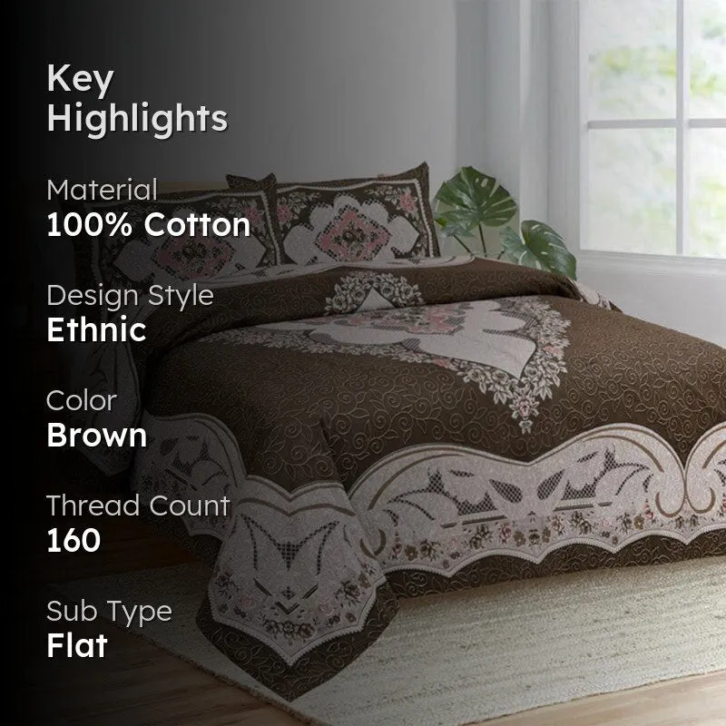 Yashita Printed Cotton Bedsheet (Dark Brown) - 160 TC media 2