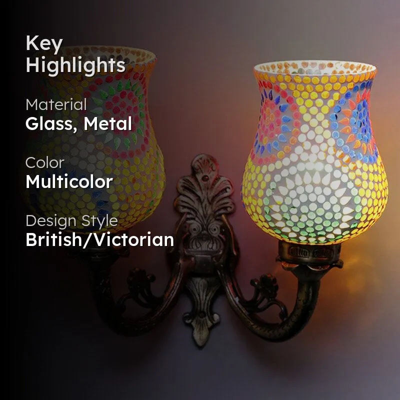 Riva Twinner Mosaic Glass & Metal Wall Lamp media 2