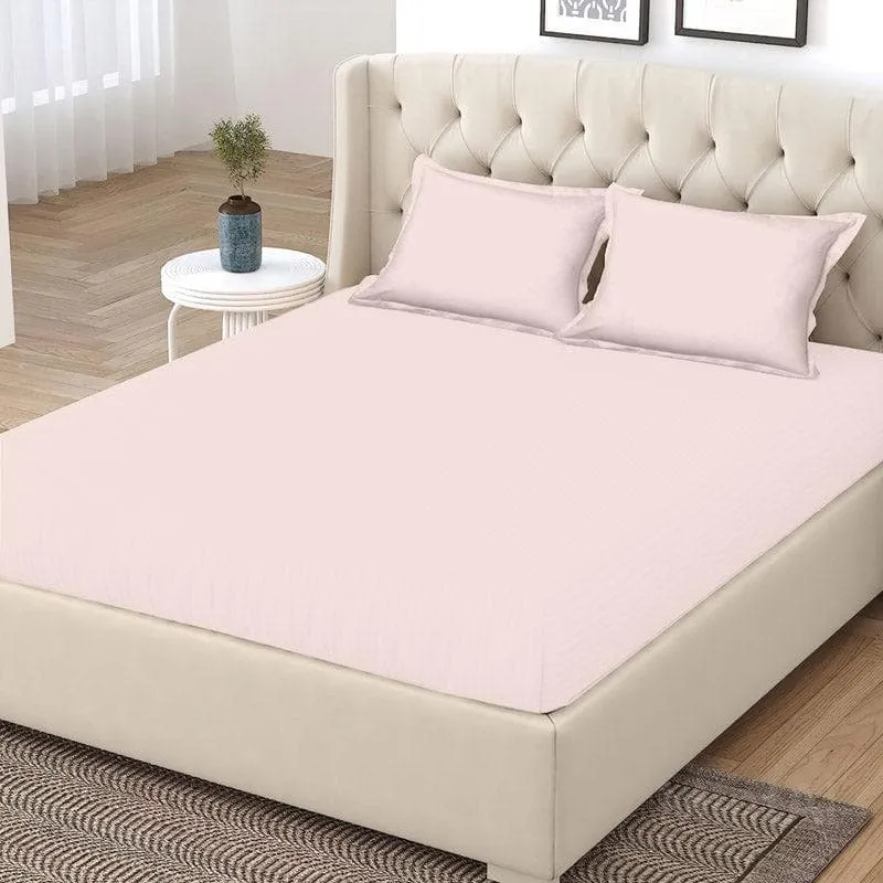 Vizag Solid Cotton Bedsheet (Powder Pink) - 400 TC media 4