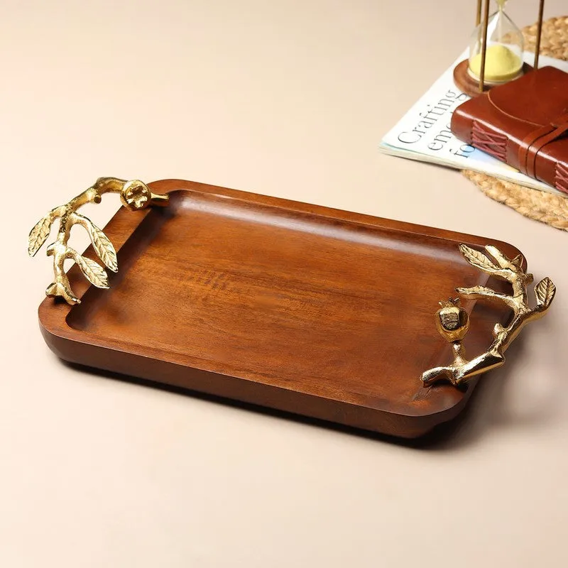 Timber Carry Wood Serving Tray - Gold,Brown media 3