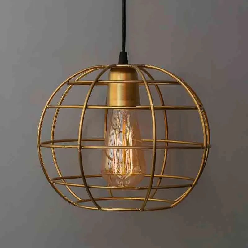 Mesh Ball Metal Ceiling Lamp - Golden media 3
