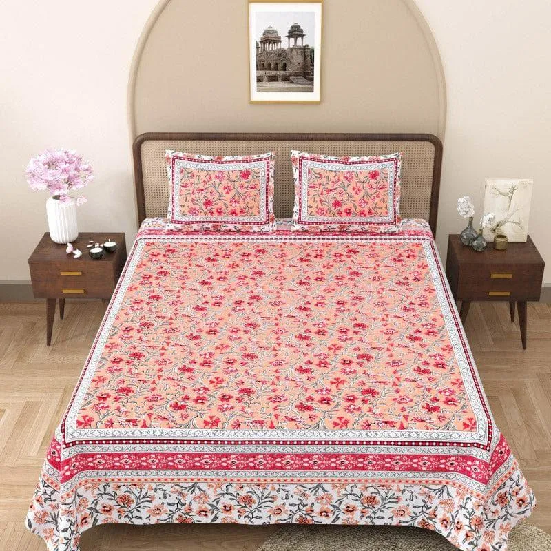 Floral Fancy Cotton Bedsheet - 144 TC media 1