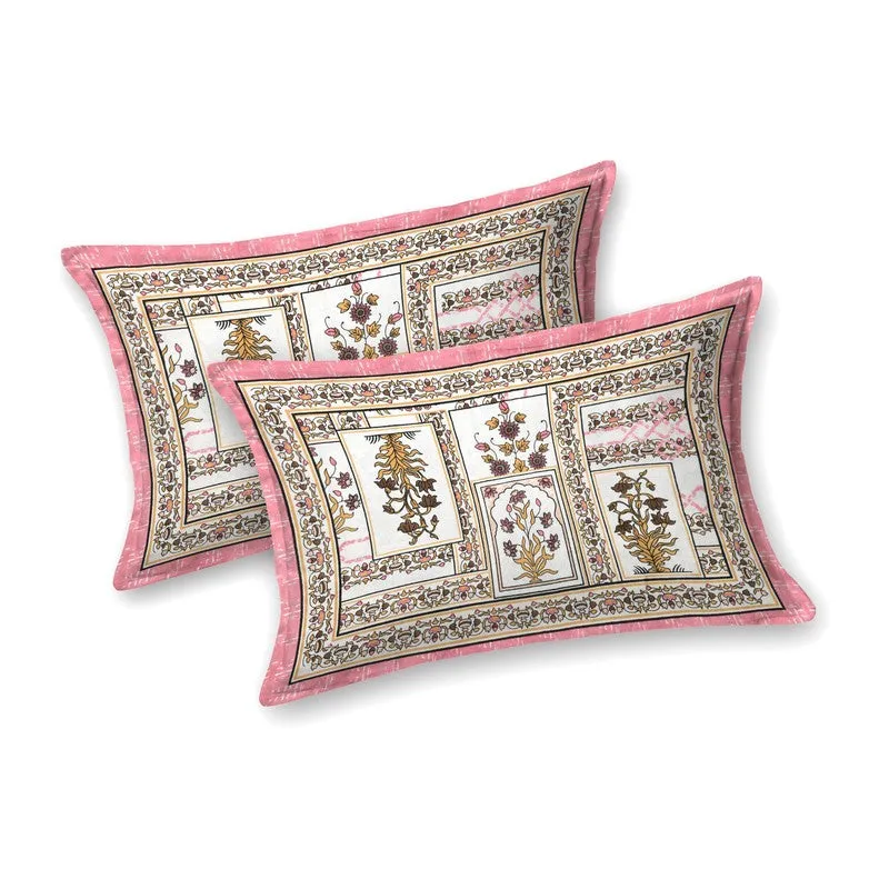Designet Cotton Bedsheet (Pink,Beige) - 240 TC media 4