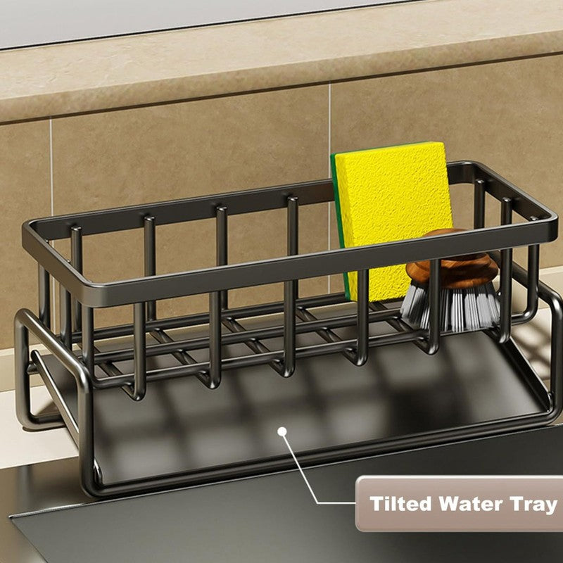 Stainless Steel Kitchen & Bathroom Organizer Rack - Black media 4