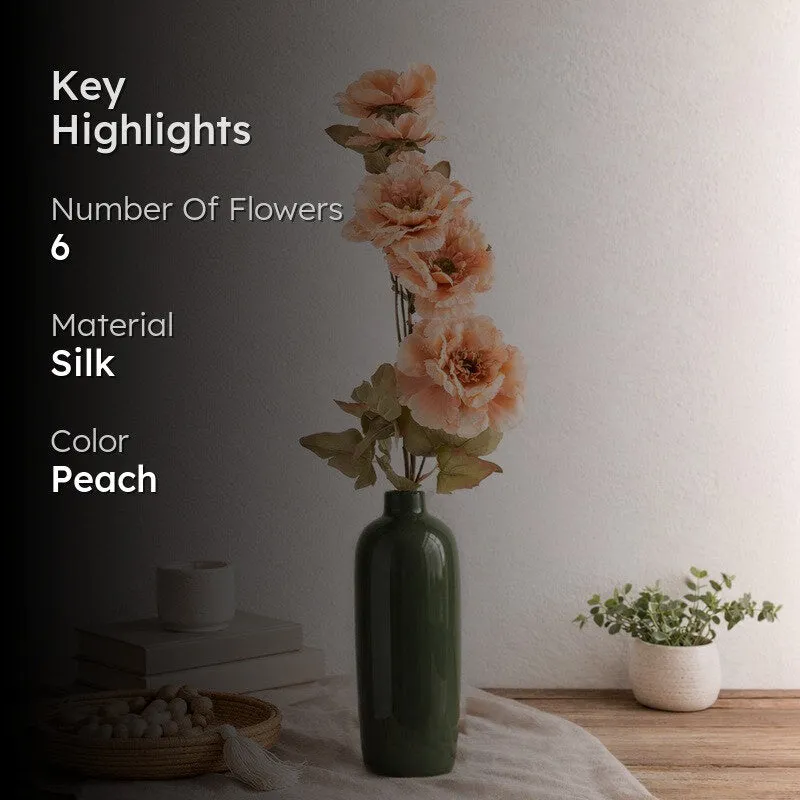 AarviDecor Peony Peach Silk Artificial Flowers media 2
