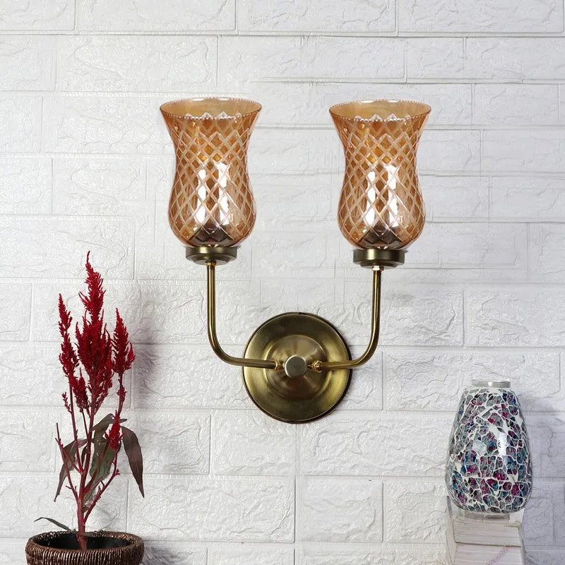 Honey Glow Twin Amber Glass Wall Lamp media 3