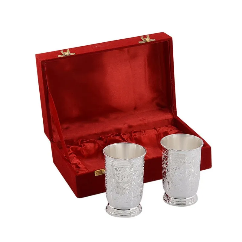 BrightSip Silver (Plated Drinking Glass (300 Ml Each) - Three Piece Set media 6
