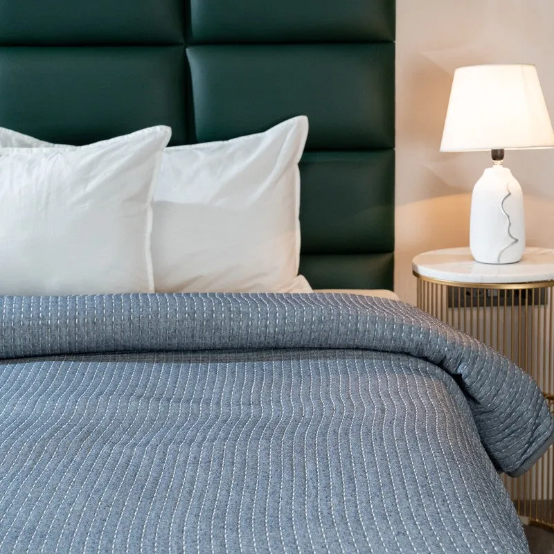 Ivory (Blue Self Stripe Comforter) - Three Piece Set media 4
