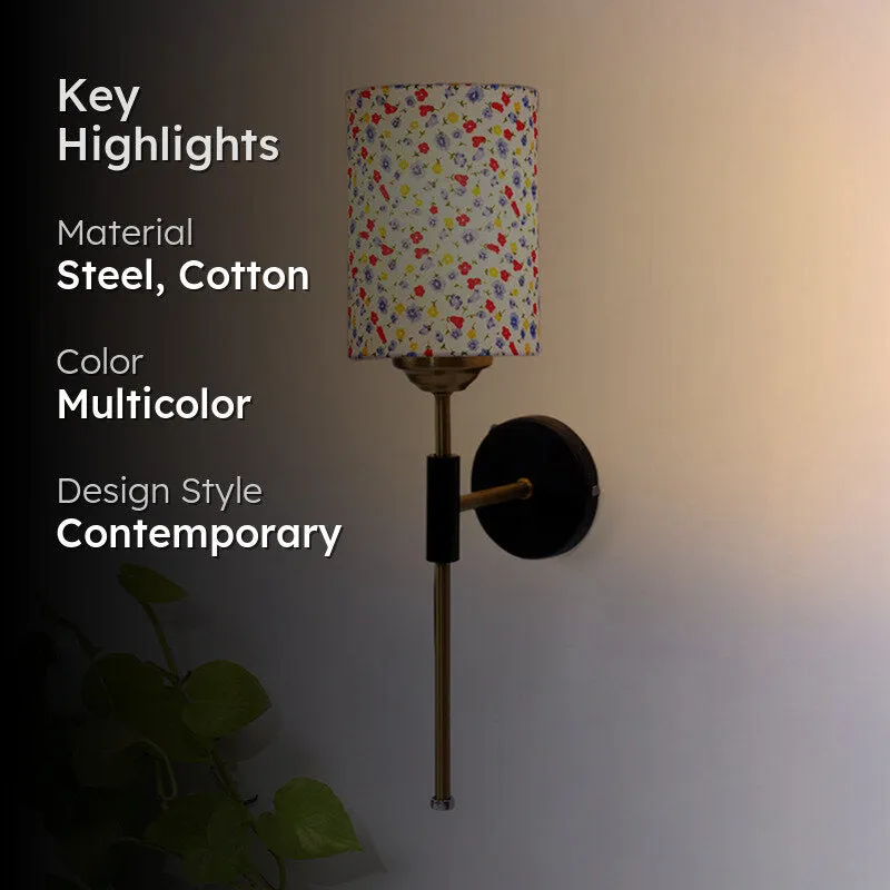 Beryll Tiny Fleur Cylindrical Steel & Cotton Wall Lamp media 2
