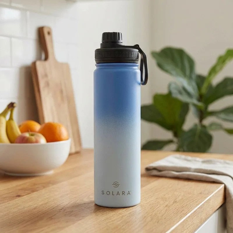 Solara Insulated Stainless Steel Bottle (650 mL) - Blue & Black media 1