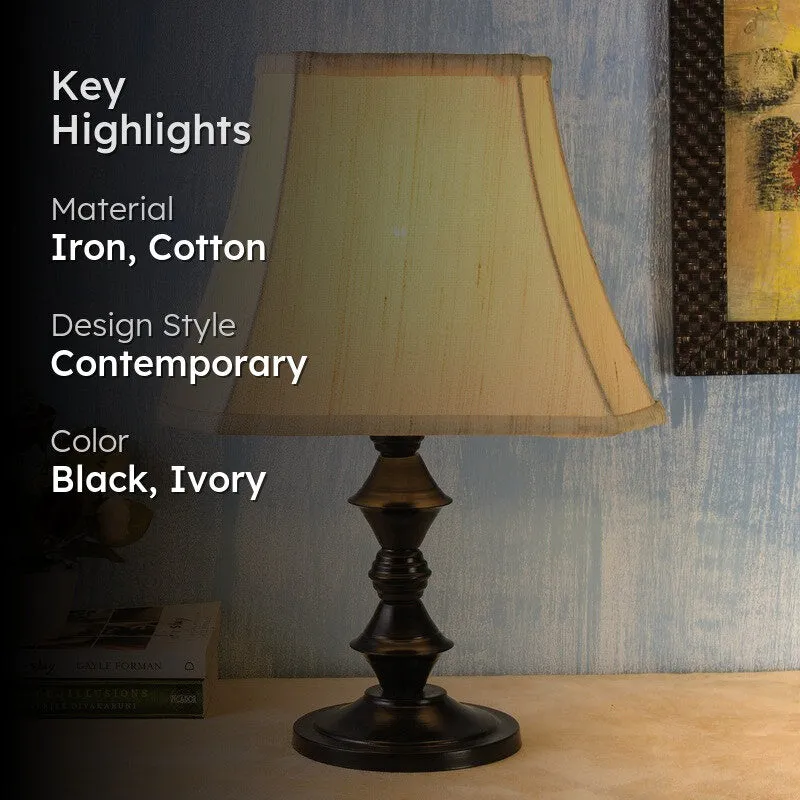 Flamevia Cotton Table Lamp With Iron Base - Ivory media 2