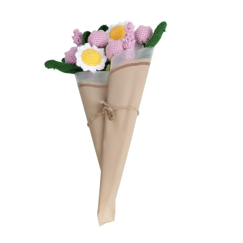 Crochet Handmade Tulip Bouquet (Pink & Yellow) - Set Of Eight media 3