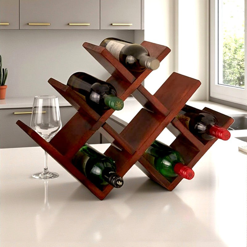 Xverox Sheesham Wooden Wine Rack - Red