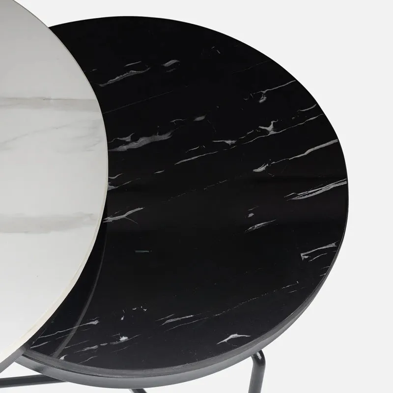 Quantum Noir Accent Table with Marble Top - Set Of Two media 3