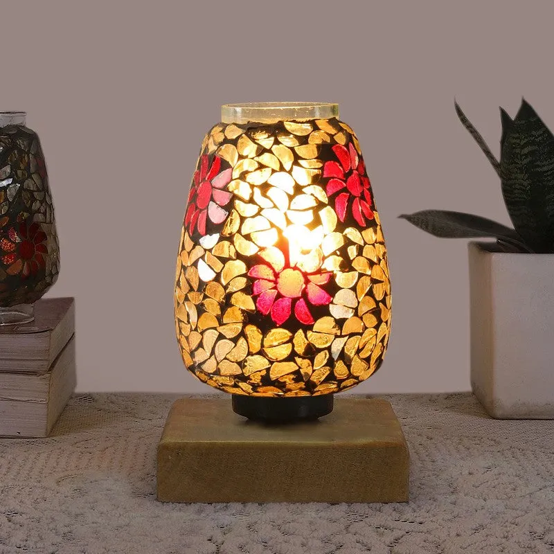 Glowfrost Mosaic Glass Table Lamp With Wooden Base - Multicolor media 3