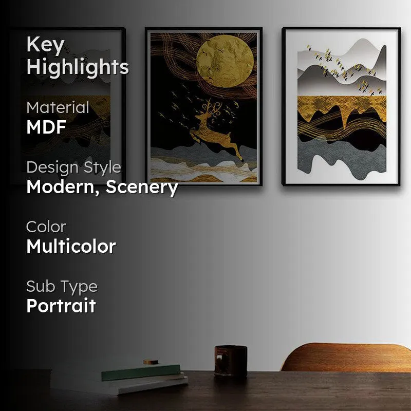 Midnight Magna Wall Painting - Set Of Three media 2