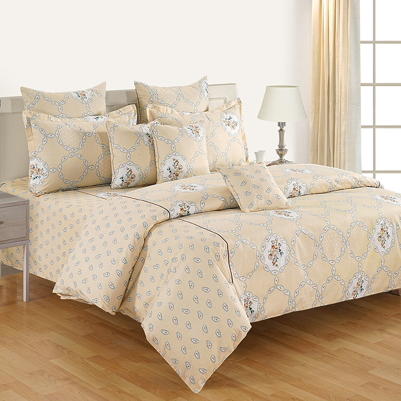 Swayam Rose Grove Cotton Bedsheet (Beige) - 144 TC media 3