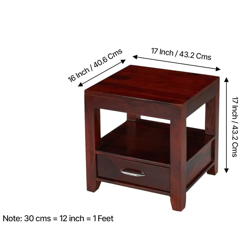 Vverix Sheesham Wooden Side & Bedside Table - Brown media 11