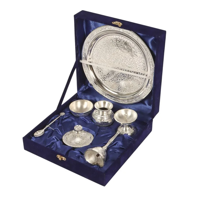 Nitya Pooja Thali Set (Silver) - Seven Piece Set media 8