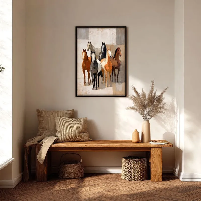 Modern Rustic Horse Wall Painting With Black Frame media 6